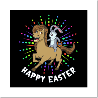 Easter bunny riding horse - Happy Easter Posters and Art